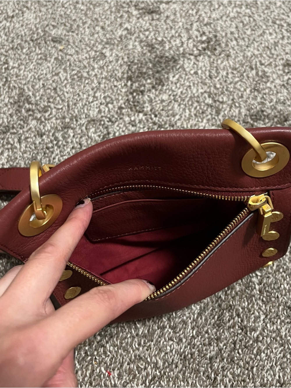 Hammitt Tony Small Maroon Burgundy Gold Hardware Crossbody - Picture 5 of 11